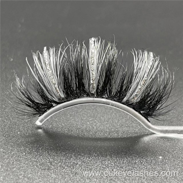 grey sparkle mink lashes 25mm glitter mink eyelashes